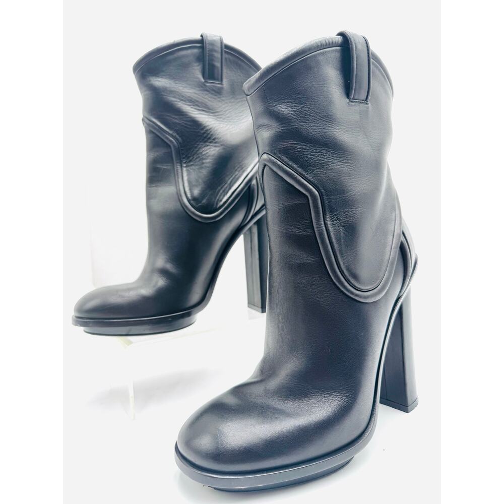 Gucci Trish Runway Black Leather Pull-On High Heel Ankle Boots EU 37 - Picture 10 of 10